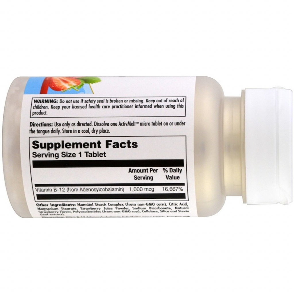 Вітамін KAL Вітамін B-12, B-12 Adenosylcobalamin, смак полуниці 1000 мкг (CAL-98882) - зображення 2