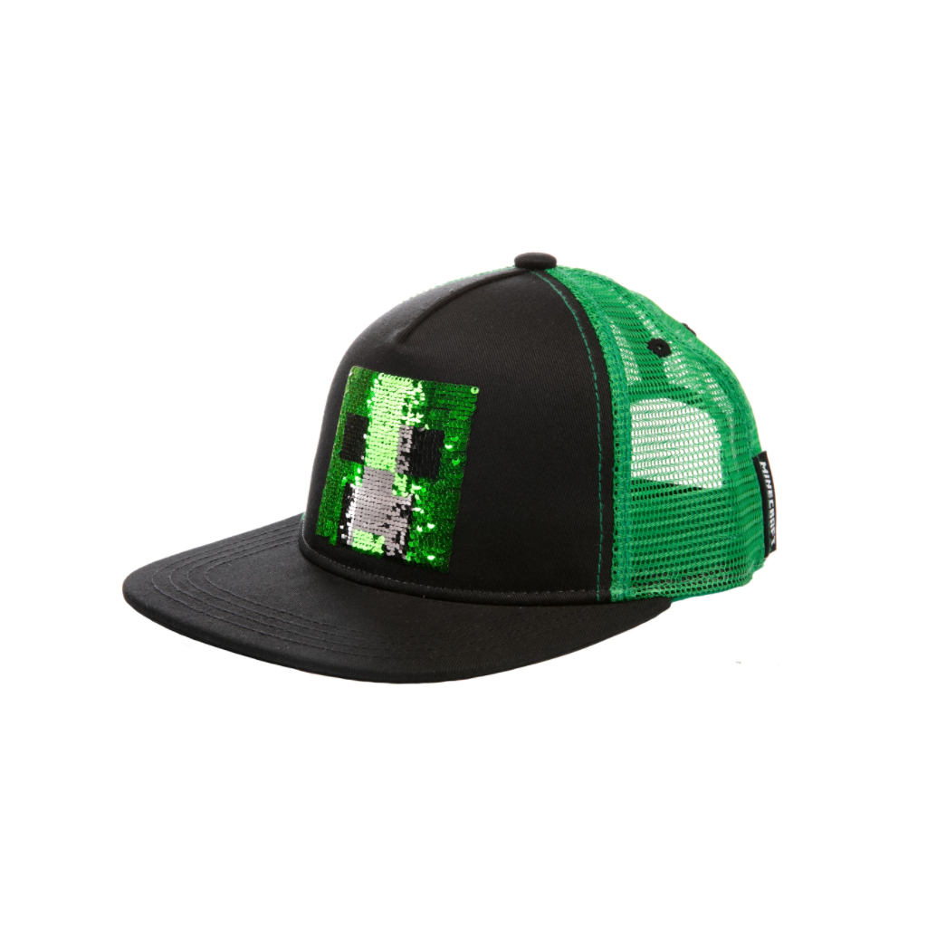 Кепка Jinx Minecraft - Creeper Sequin Youth Snapback Green (JINX-10305) - зображення 1