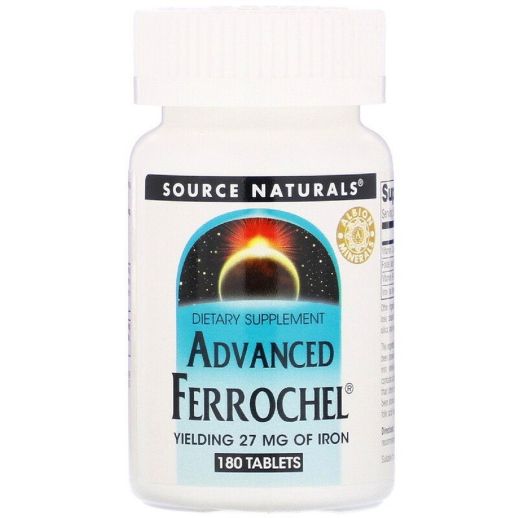 Мінерали Source Naturals Залізо, вдосконалена формула, Advanced Ferrochel, 180 таб (SN1456) - зображення 1
