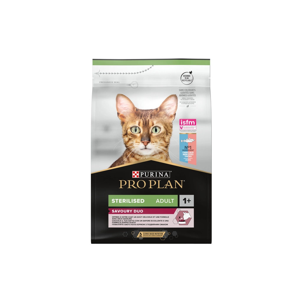 Сухий корм для кішок Purina Pro Plan Sterilised Adult 1+ Savoury Duo Після стерилізації З тріскою та фореллю 3 кг (7613036732550) - зображення 1