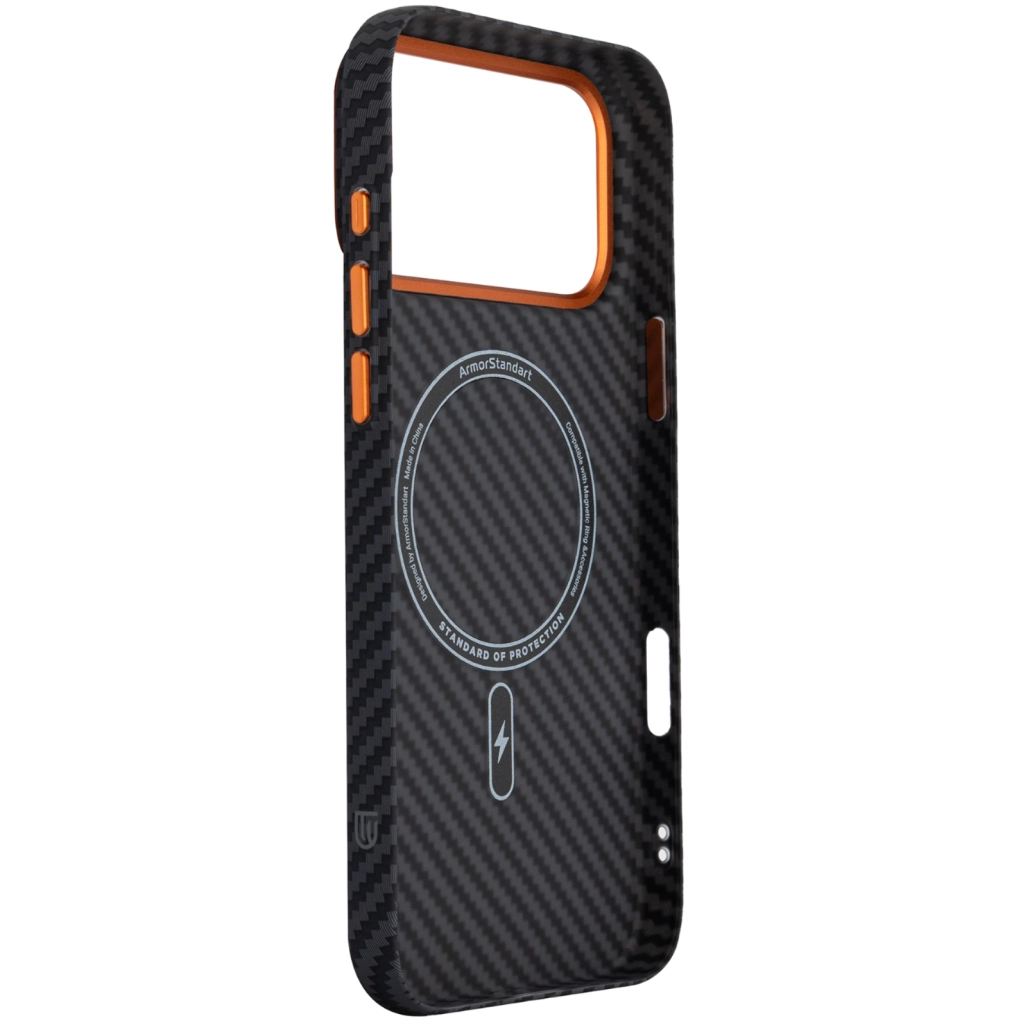 Чохол до мобільного телефона Armorstandart LikeCarbon2 SE MagCase Apple iPhone 17 Pro Max Black Orange (ARM89162) - зображення 4