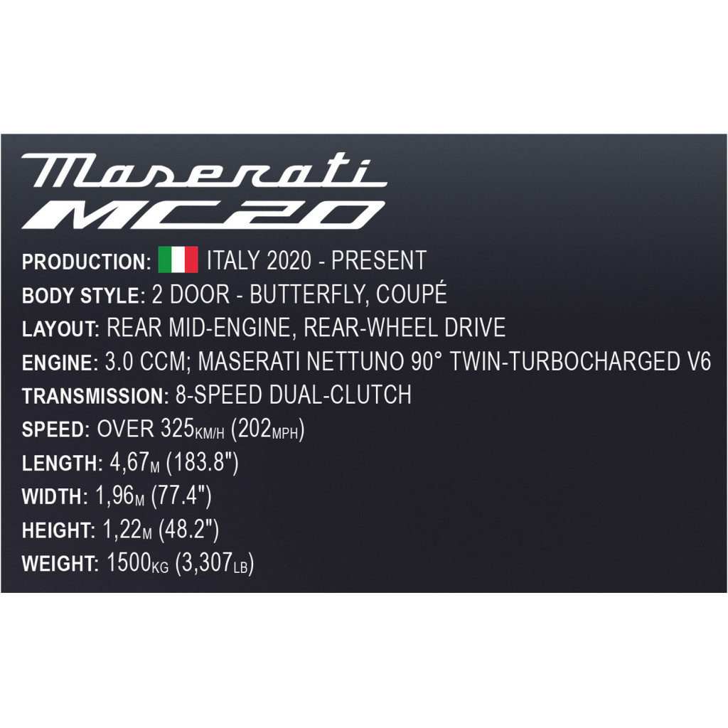 Конструктор Cobi Мазераті MC20 1:12, 2269 деталей (COBI-24335) - зображення 11