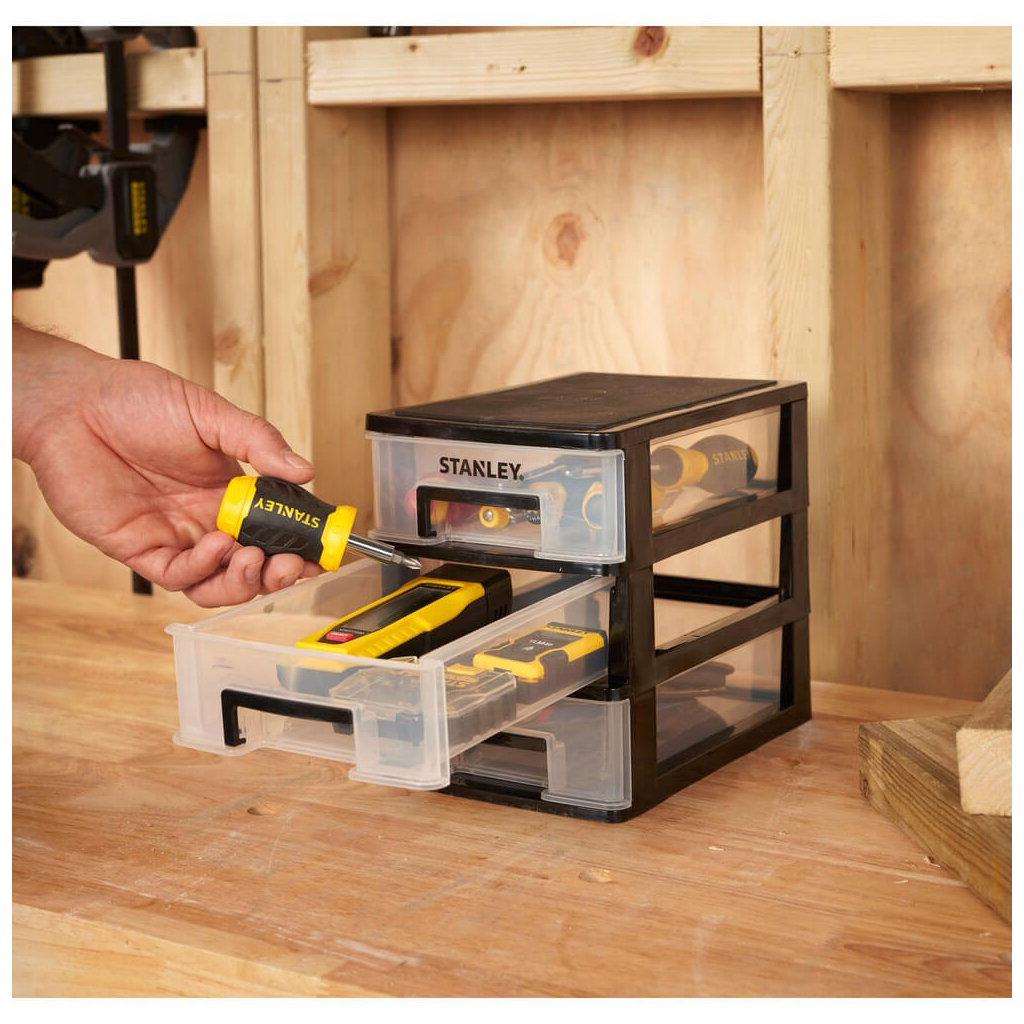 Ящик для інструментів Stanley вертикальний з 3-ма висувними відділеннями, пластмасовий, 215x151x189 мм (STST40710-1) - зображення 4