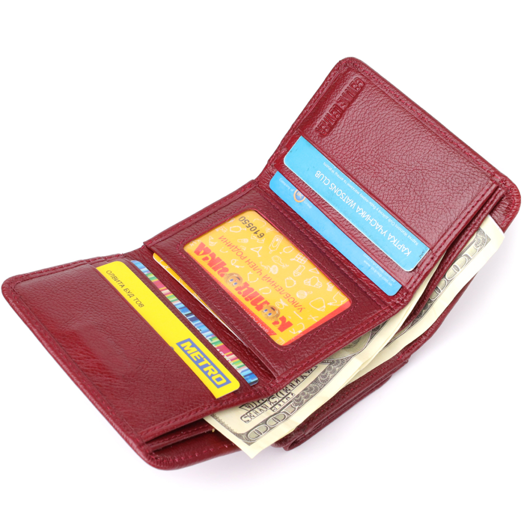 Гаманець ST Leather З натуральної шкіри Бордовий (23073) - зображення 7