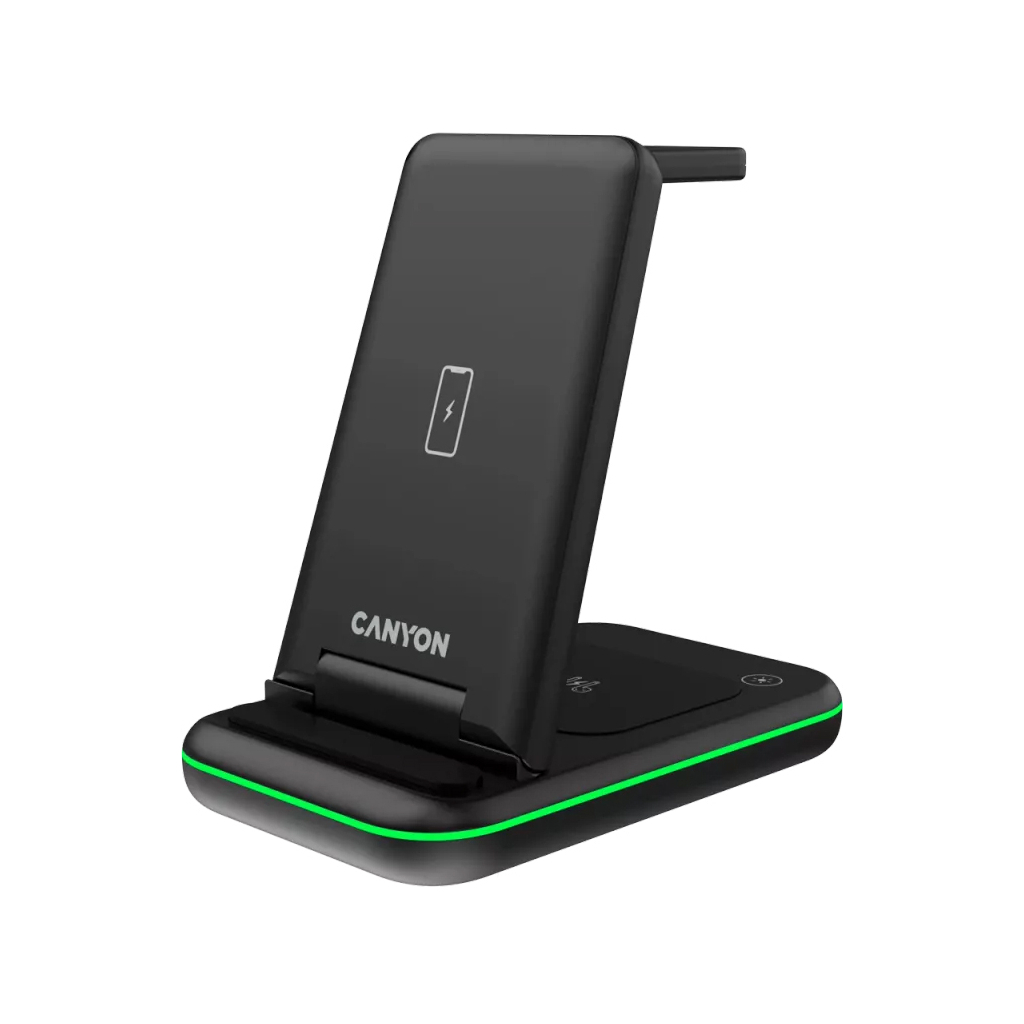 Зарядний пристрій Canyon WS- 304 Foldable 3in1 Wireless charger (CNS-WCS304B) - зображення 1