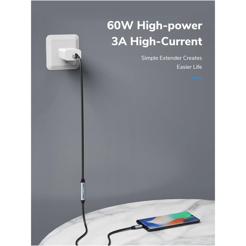 Дата кабель USB-C M to USB-C F 0.5m 5Gbps 60W 4K60Hz Cabletime (CA913664) - зображення 3