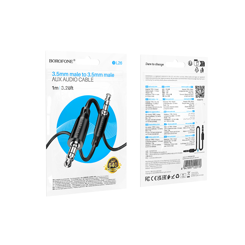 Кабель мультимедійний 3.5mm M to 3.5mm M 1.0m BL26 black BOROFONE (6941991122170) - picture 7