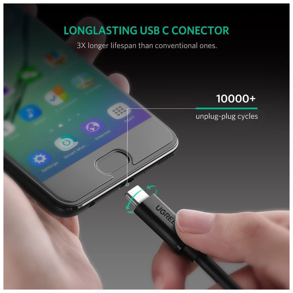 Дата кабель USB-C to USB-C 1.0m USB 3.1Gen2 100W US353 Black Ugreen (10387) - зображення 9