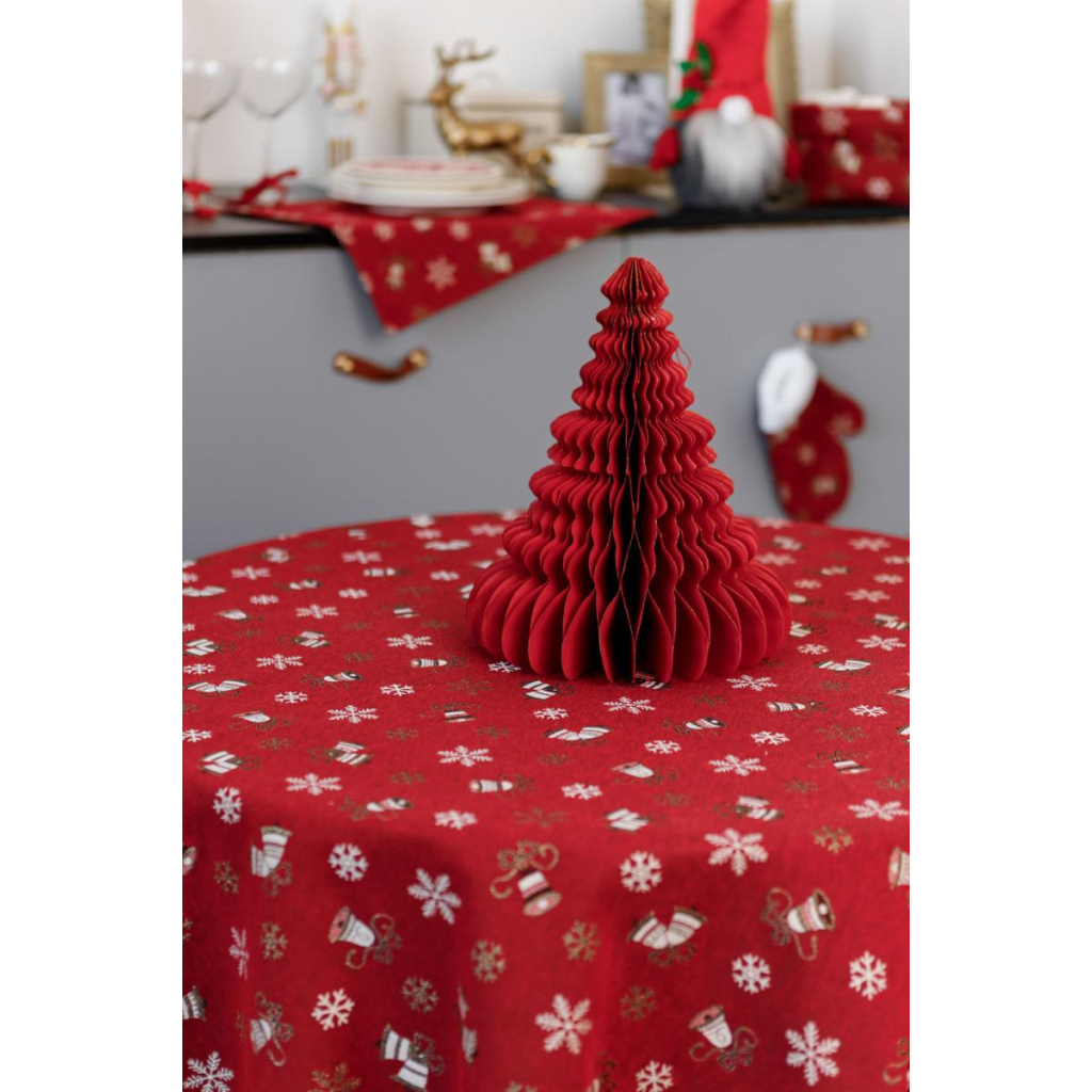 Скатертина Прованс Дзвіночки на червоному Dх136 см (036868) - зображення 3