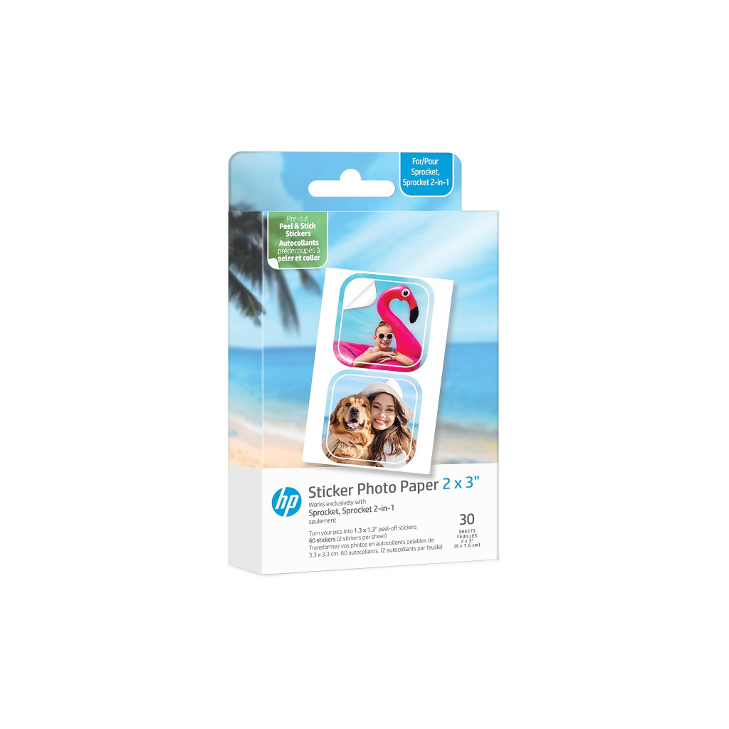 Фотопапір HP Zink 2x3" CutOut Sticker 30sh (60 stickers) glossy (HPIZ2X330C) - picture 1