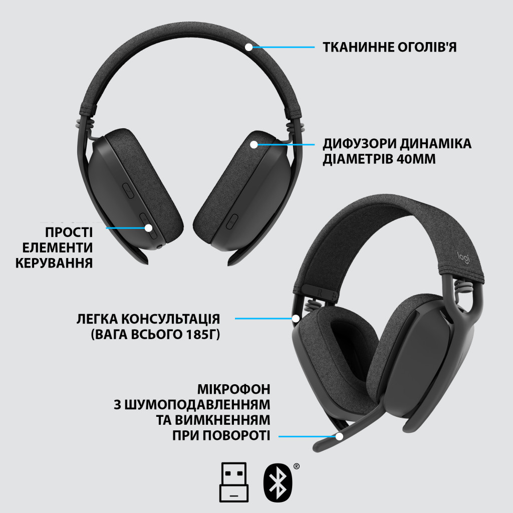 Навушники Logitech Zone Vibe 125 Graphite (981-001126) - зображення 6