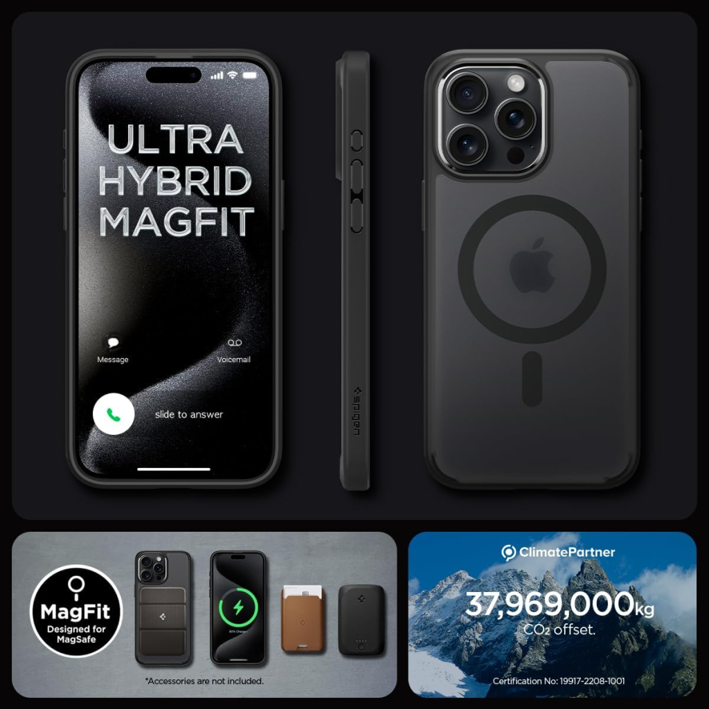 Чохол до мобільного телефона Spigen Apple iPhone 15 Pro Max Ultra Hybrid MagFit Frost Black (ACS06581) - зображення 10