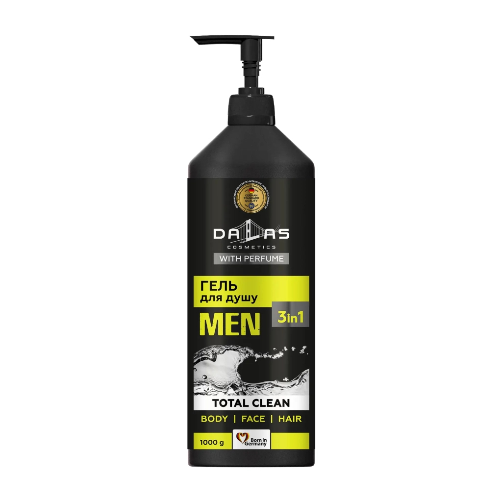 Гель для душу Dalas Cosmetics Total Clean 3 в 1 для чоловіків 1000 г (4260637721280) - зображення 1