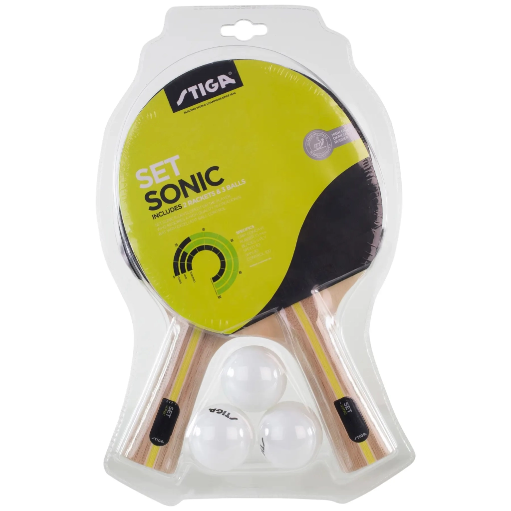 Комплект для настільного тенісу Stiga Sonic Hobby 2 Bats 3 Balls (1220-2816-01) (931158) - зображення 2