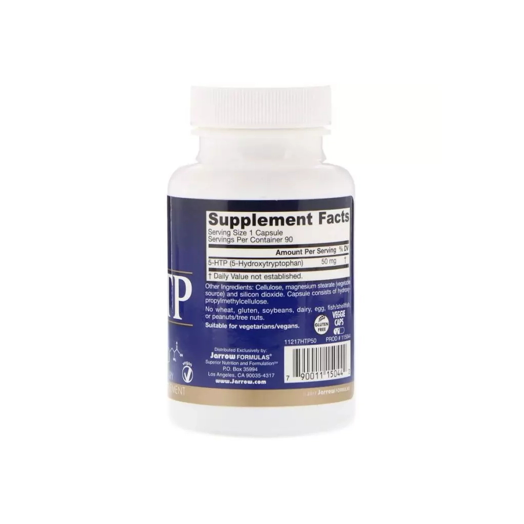 Амінокислота Jarrow Formulas 5-HTP (гідроксітріптофана), 50 мг, 90 вегетаріанських капсул (JRW-15044) - зображення 2
