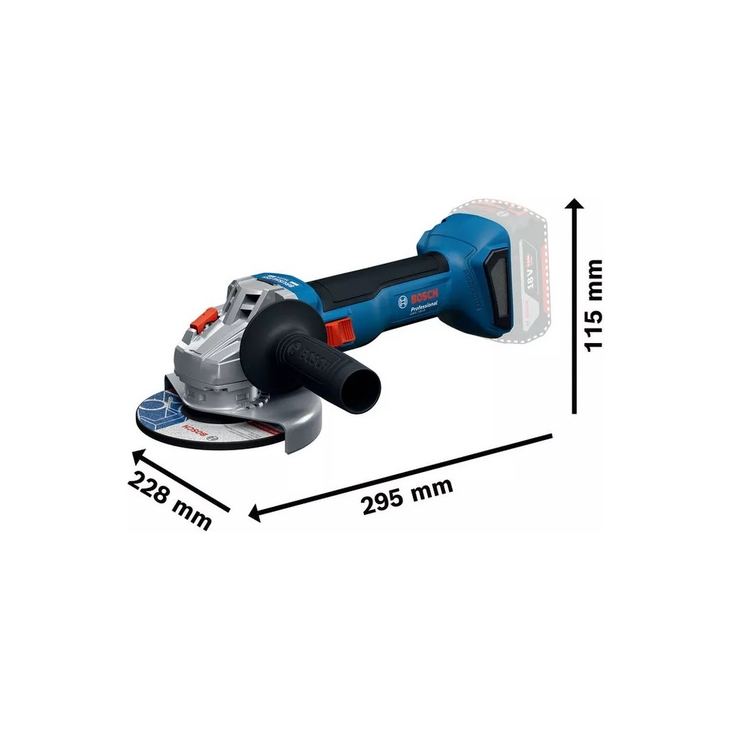 Шліфувальна машина Bosch GWS 18V-8 125мм, 11000об/хв, 1.6кг (без АКБ та ЗП) (0.601.9N9.000) - зображення 3