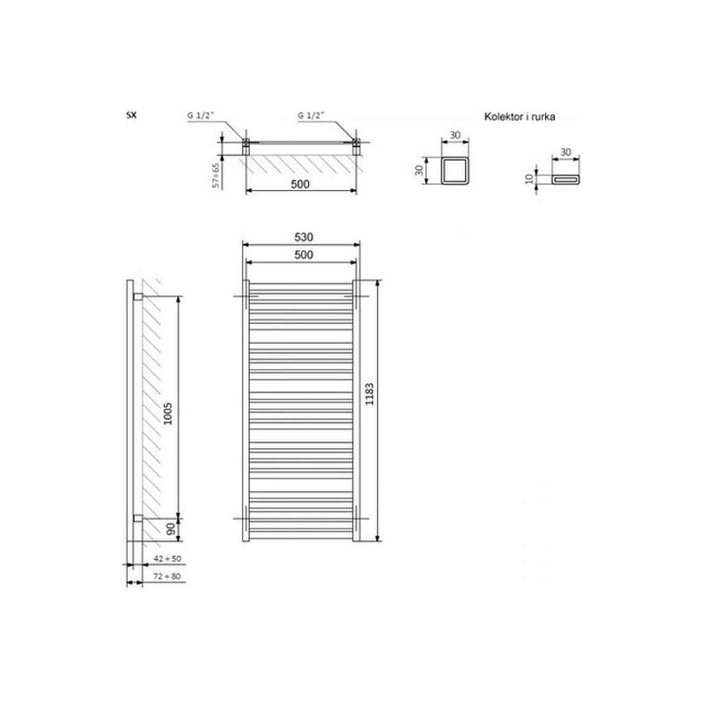 Сушарка для рушників Terma 1185x530 Marlin (WGMAR118053K916SX) - зображення 3