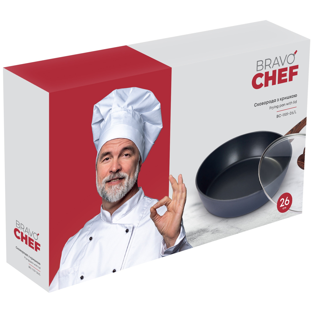 Сковорода Bravo Chef Глибока з кришкою 26 см (BC-1101-26/L) - зображення 3