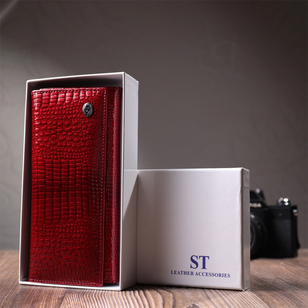 Гаманець ST Leather З натуральної шкіри Червоний (22717) - зображення 11
