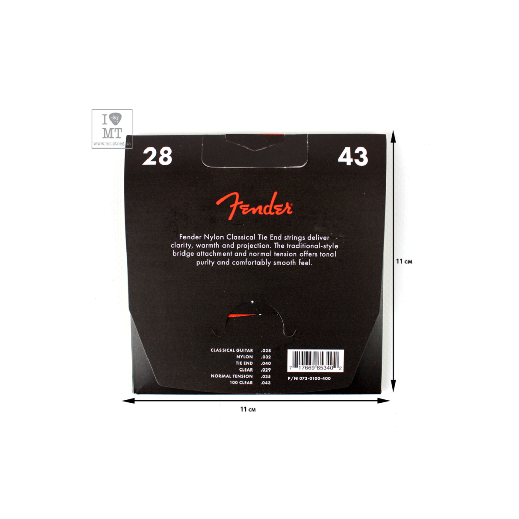 Струни для гітари Fender 100 Nylon Acoustic Strings Tie End (28-43) (21502) - зображення 2
