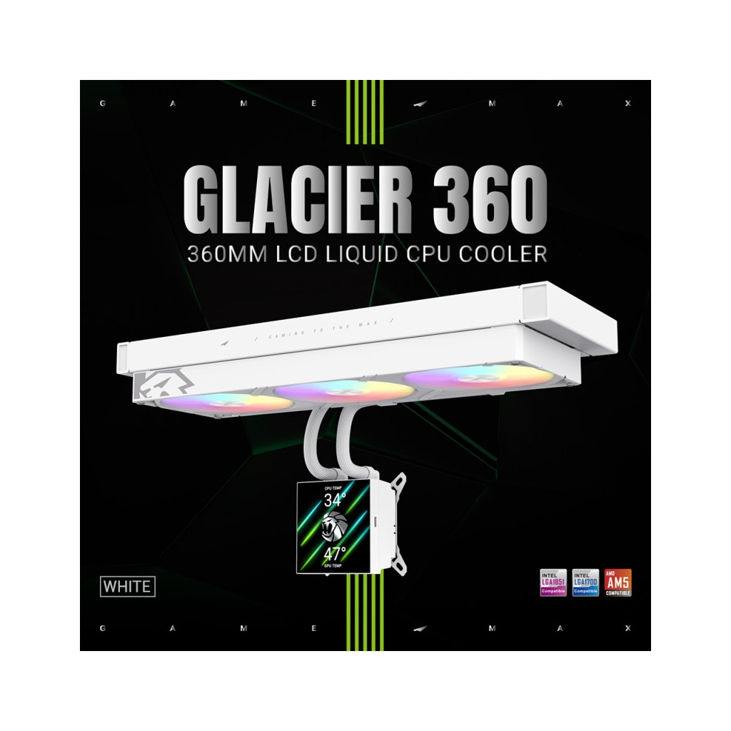 Система рідинного охолодження Gamemax GLACIER 360 LCD WH - зображення 8