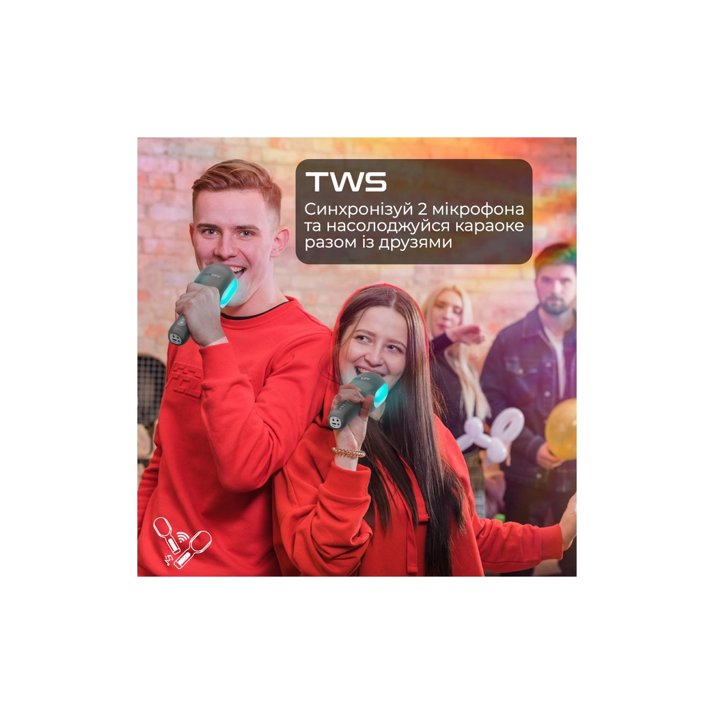 Мікрофон Promate VocalMic Bluetooth 2 x AUX LED Black (vocalmic.black) - изображение 6