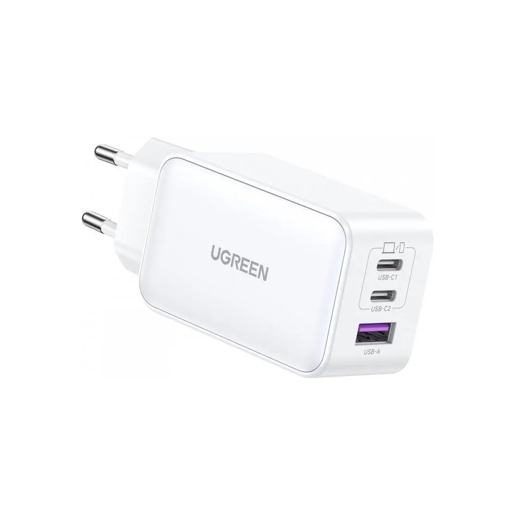 Зарядний пристрій Ugreen 1xUSB + 2xUSB-C 65W GaN CD244 white (15334) - зображення 2