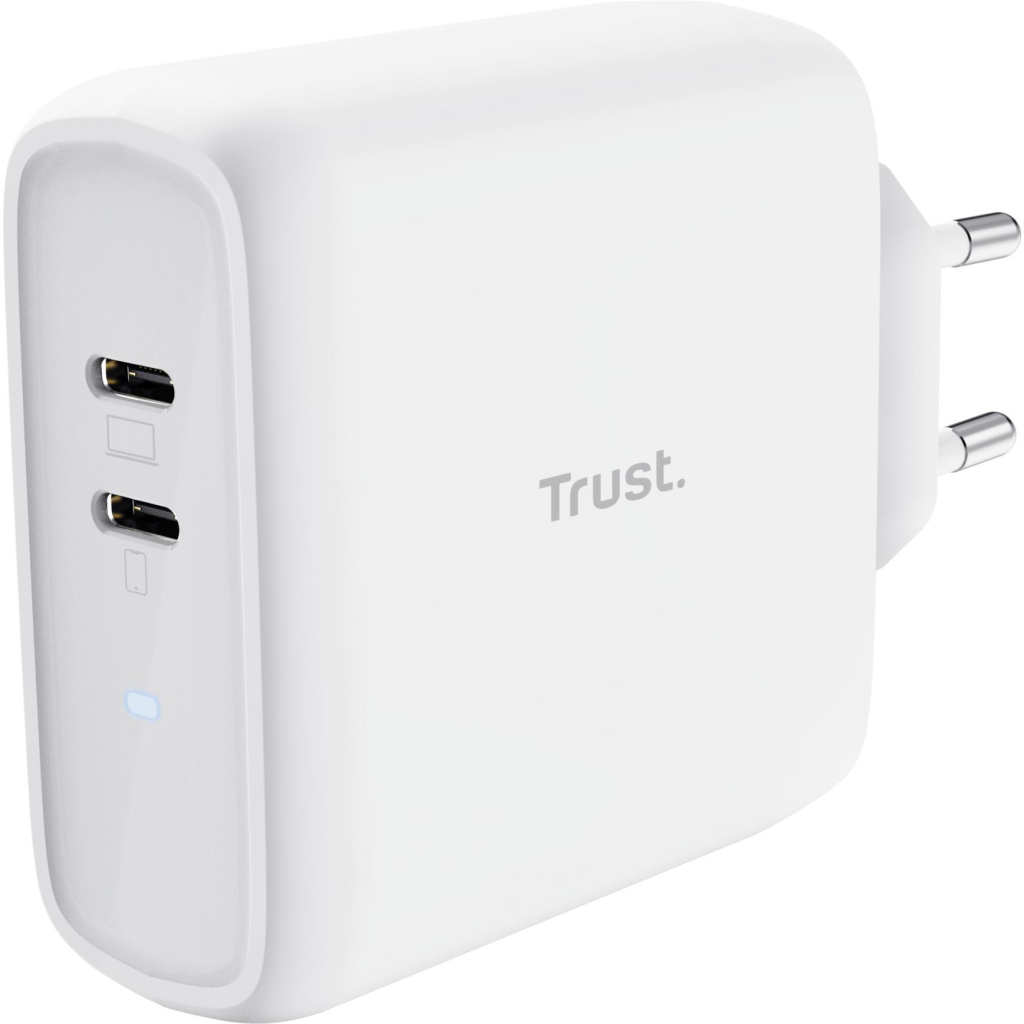 Зарядний пристрій Trust Maxo 65W 2xUSB-C PD white (25381_TRUST) - зображення 1