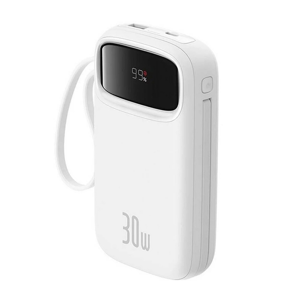 Батарея універсальна Baseus QPow2 20000mAh 30W, with 2*Type-C Cable, White (P10055009213-00) - зображення 4
