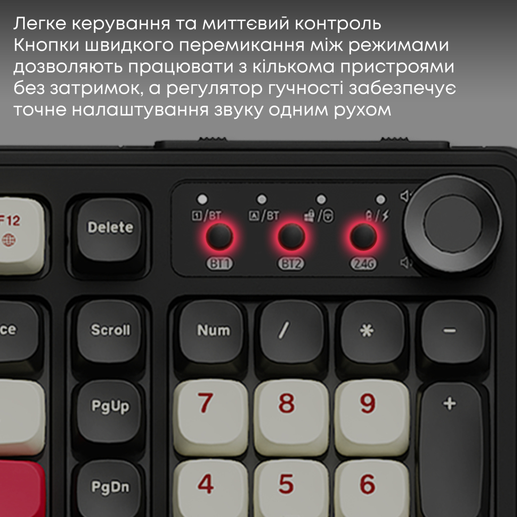 Клавіатура Ajazz AF98 Plus Wireless/Bluetooth/USB UA Black/White/Red (AF98-PLUS-BSR) - изображение 11