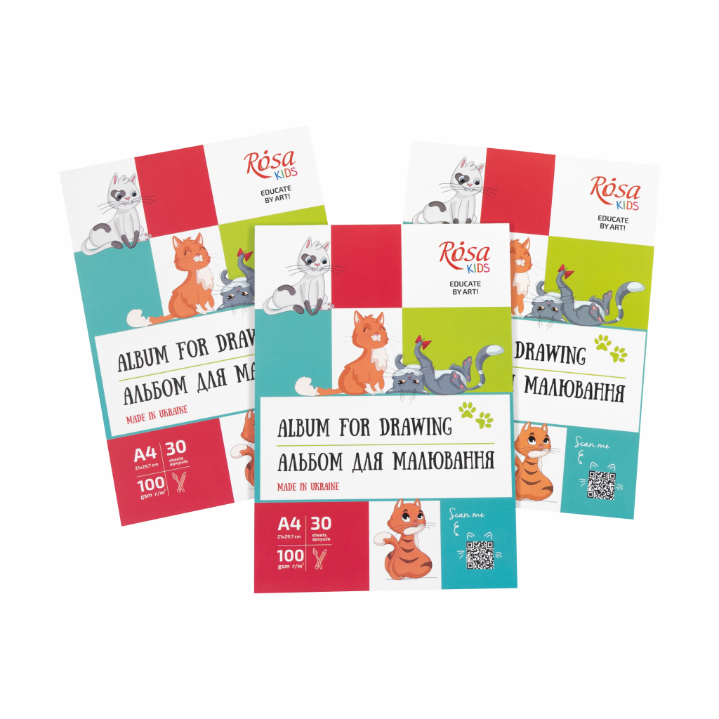 Альбом для малювання Rosa Kids склейка Cats А4 30 аркушів (4823098543039) - picture 3