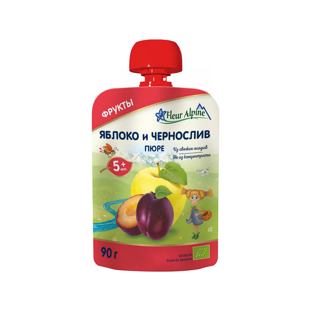 Дитяче пюре Fleur Alpine Яблуко і чорнослив 90 г (5024688001048) - зображення 1
