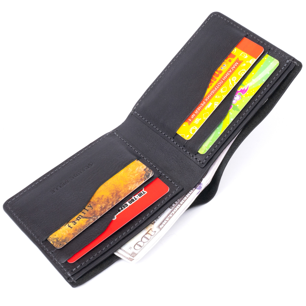 Портмоне Grande Pelle У гладкій шкірі Чорне (11311) - зображення 5