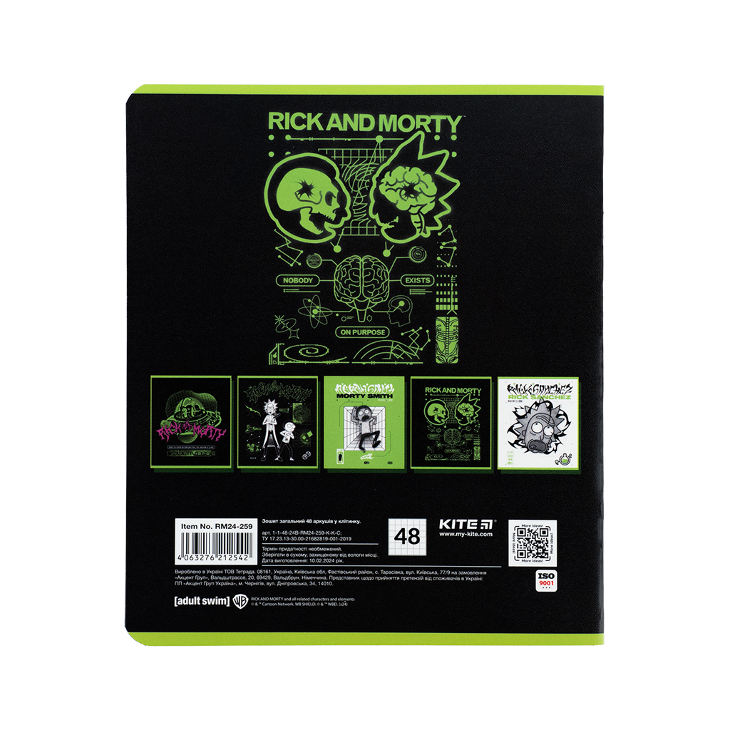 Зошит Kite Rick and Morty 48 аркушів, клітинка (RM24-259) - зображення 10