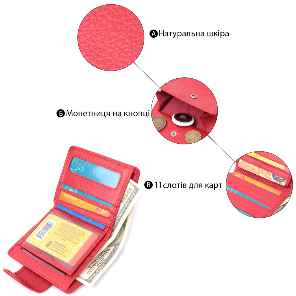 Гаманець ST Leather З натуральної шкіри Червоний (22702) - зображення 4