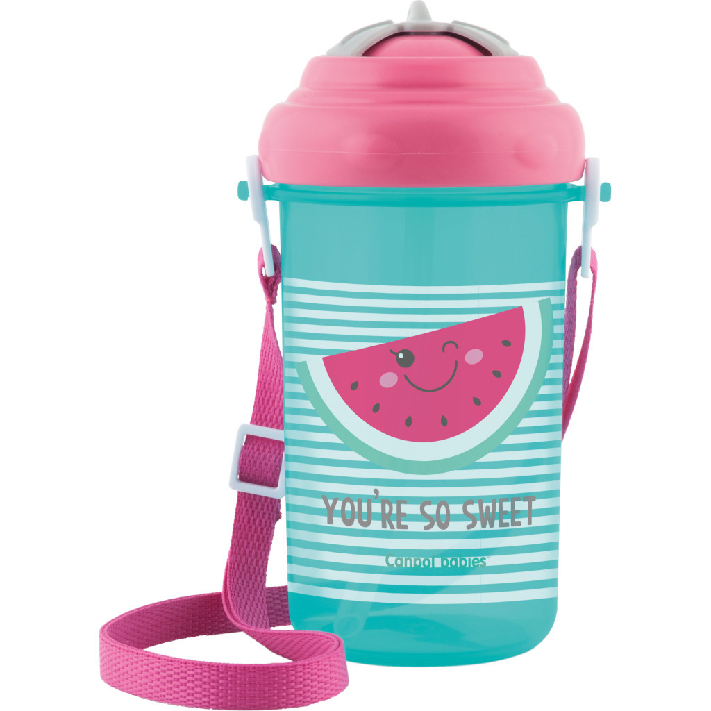 Поїльник-непроливайка Canpol babies з малюнком і трубкою 400 мл Рожевий (4/102_pin) - зображення 1