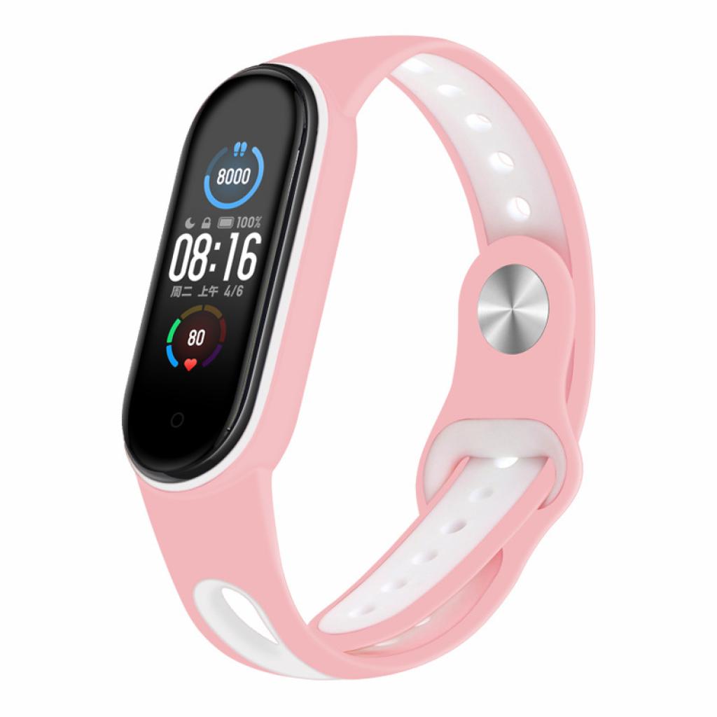 Ремінець до фітнес браслета BeCover Sport Style для Xiaomi Mi Smart Band 5 Pink-White (705173) - зображення 1