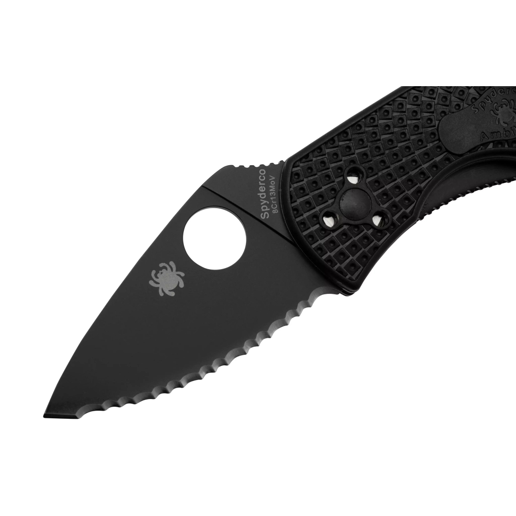 Ніж Spyderco Ambitious FRN Black Blade Serrator (C148SBBK) - изображение 3