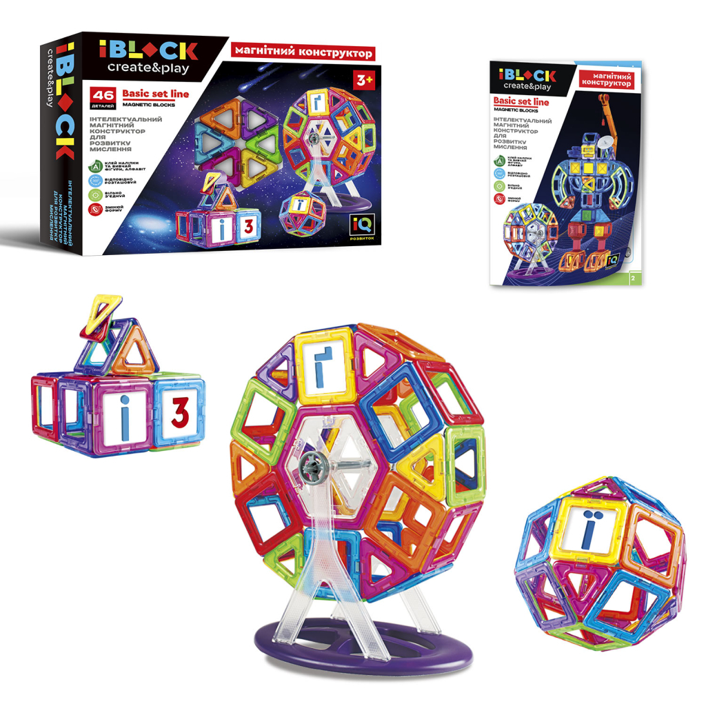 Конструктор iBlock Магнітний Колесо огляду 46 деталей (PL-920-05) - зображення 1
