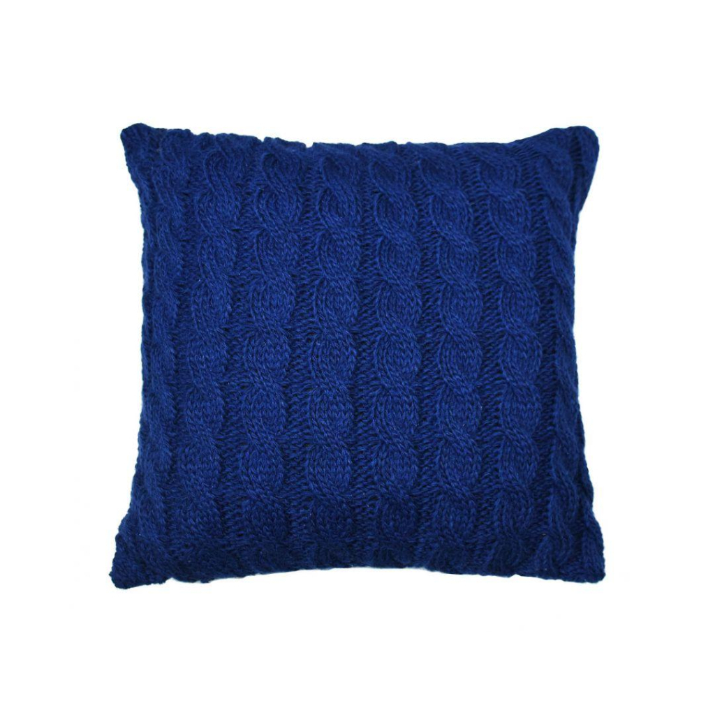 Подушка Прованс в'язана декоративна Коси синя 33х33 см (027421) - зображення 1