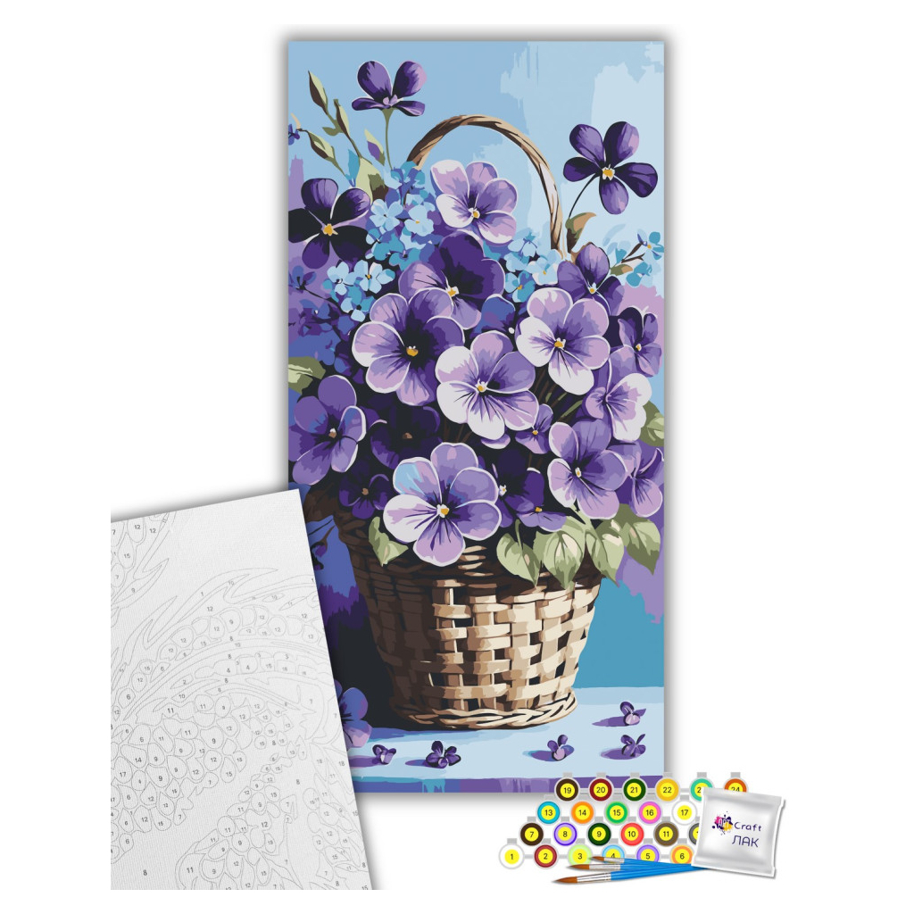 Картина по номерам ArtCraft Фіалки в кошику 40х80 см (13089-AC) - зображення 2