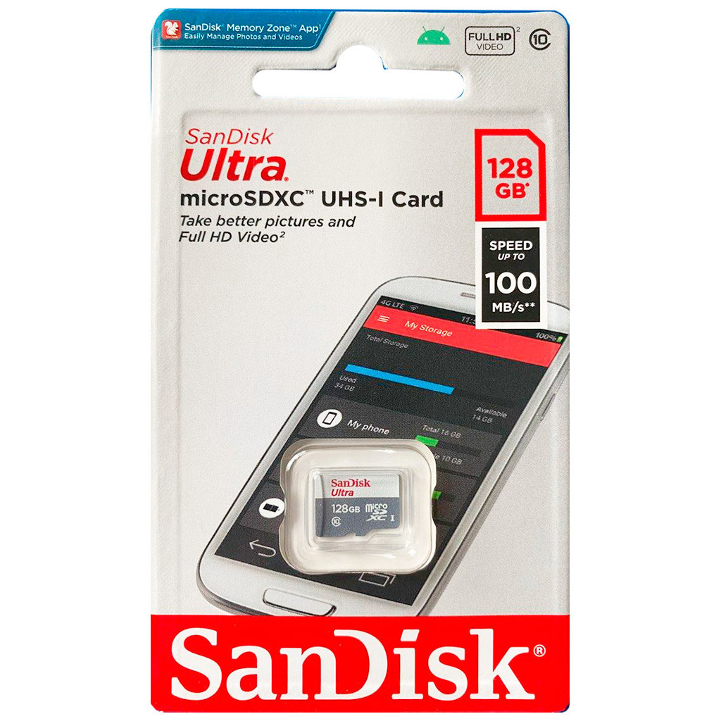 Карта пам'яті SanDisk 128GB microSDXC class 10 UHS-I Ultra (SDSQUNR-128G-GN3MN) - зображення 2