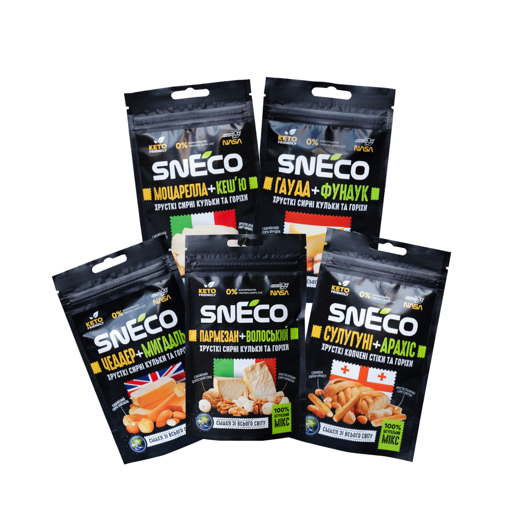 Сир сушений snEco Мікс з горіхами 5 упаковок по 20 г (4823095054965) - зображення 1