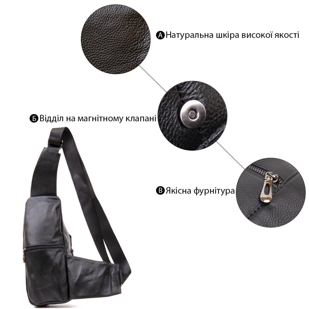 Сумка Vintage Крос боді Чорна (20403) - зображення 4