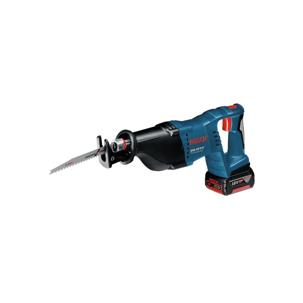 Шабельна пила Bosch GSA 18 V-LI + GBA 18 4,0 Ач + GAL 18V-40 (0.615.990.L6H) - изображение 1