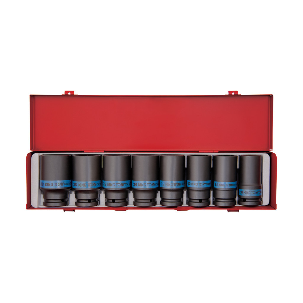 Набір головок KING TONY 3/4" ударних подовжених 8 шт. 26 - 38 мм (6410MP) - зображення 1