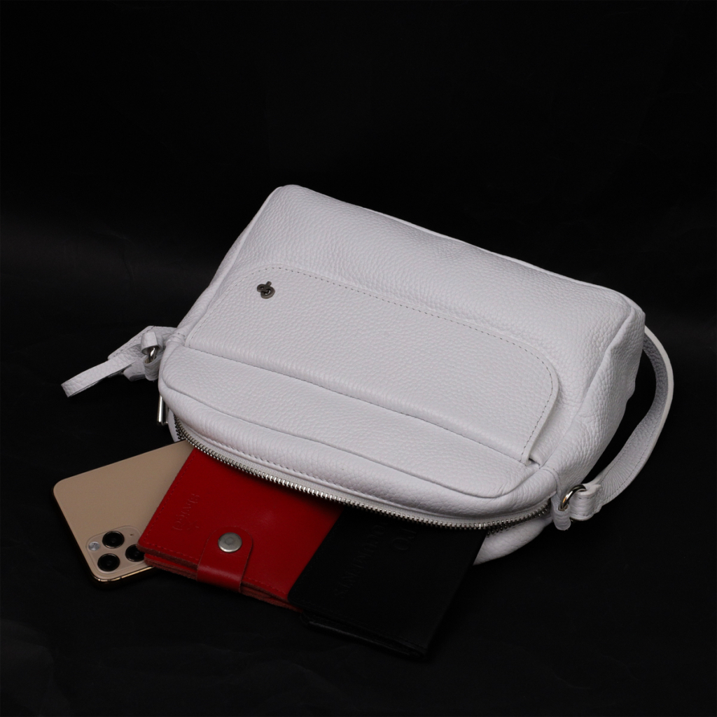 Сумка Grande Pelle Крос-боді з натуральної шкіри Біла (11650) - зображення 7