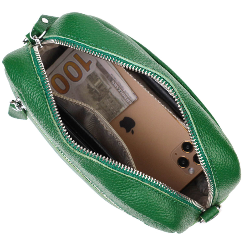 Сумка Vintage Жіноча на плече з натуральної шкіри Зелена (22120) - зображення 7