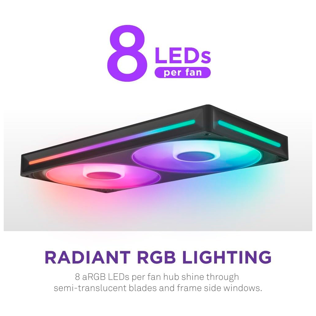 Кулер до корпусу NZXT F280 RGB Core Fan (Single Frame) - Black (RF-U28HF-B1) - зображення 12