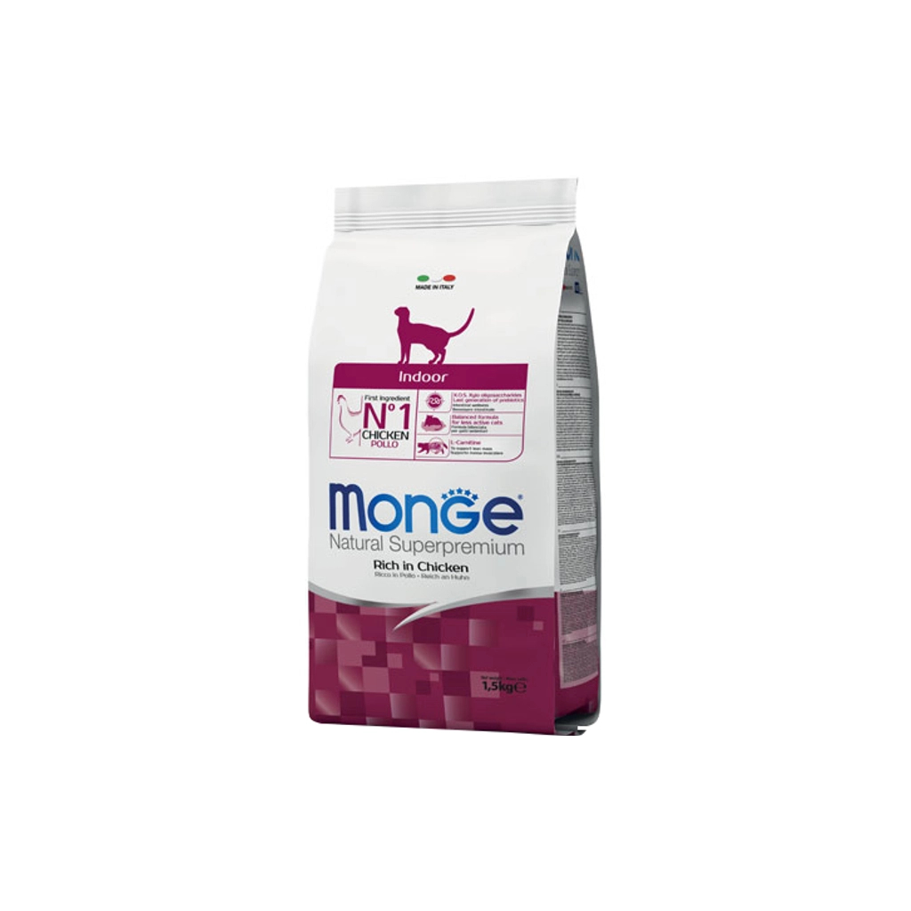 Сухий корм для кішок Monge Cat Indoor зі смаком курки та рису 1.5 кг (8009470005111) - зображення 1